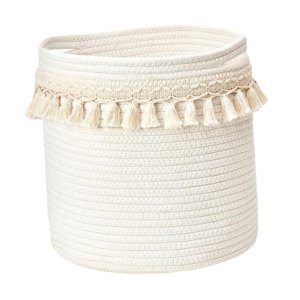 Magideal - Cesta De Almacenamiento Tejida, Contenedor De Cuerda De Algodón, Cesta De Lavandería A La Moda, Cesto Para La Colada Para Sala De Estar, Dormitorio, J Pequeño