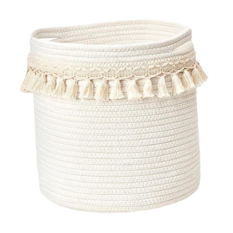 Magideal - Cesta De Almacenamiento Tejida, Contenedor De Cuerda De Algodón, Cesta De Lavandería A La Moda, Cesto Para La Colada Para Sala De Estar, Dormitorio, J Pequeño