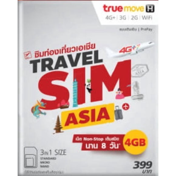 SIM de Viaje Truemove Asia 6GB Datos Continuos por 10 Días