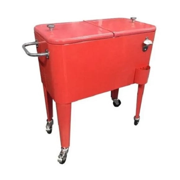 Cooler Retro Rojo Con Ruedas