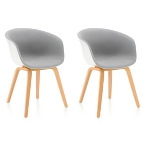 Space Home - Pack 2 Sillas De Comedor Acolchada Ergonómico Respaldo Curvo Liso Gris Blanco