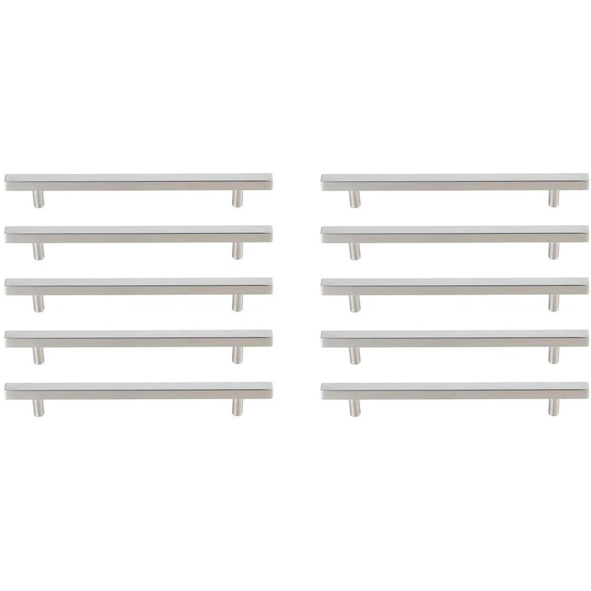 Tiradores De Barra Elegant Decor 25,7 Cm Níquel Cepillado, Set De 10