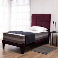 Colbox - Cama Europea Valencia P + Respaldo Atenas 1.5 Pl Felpa Burdeo
