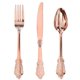 thumbnail image 1 of Juego de cubiertos de plástico WDF Rose Gold 300 piezas para bodas, 1 of 5