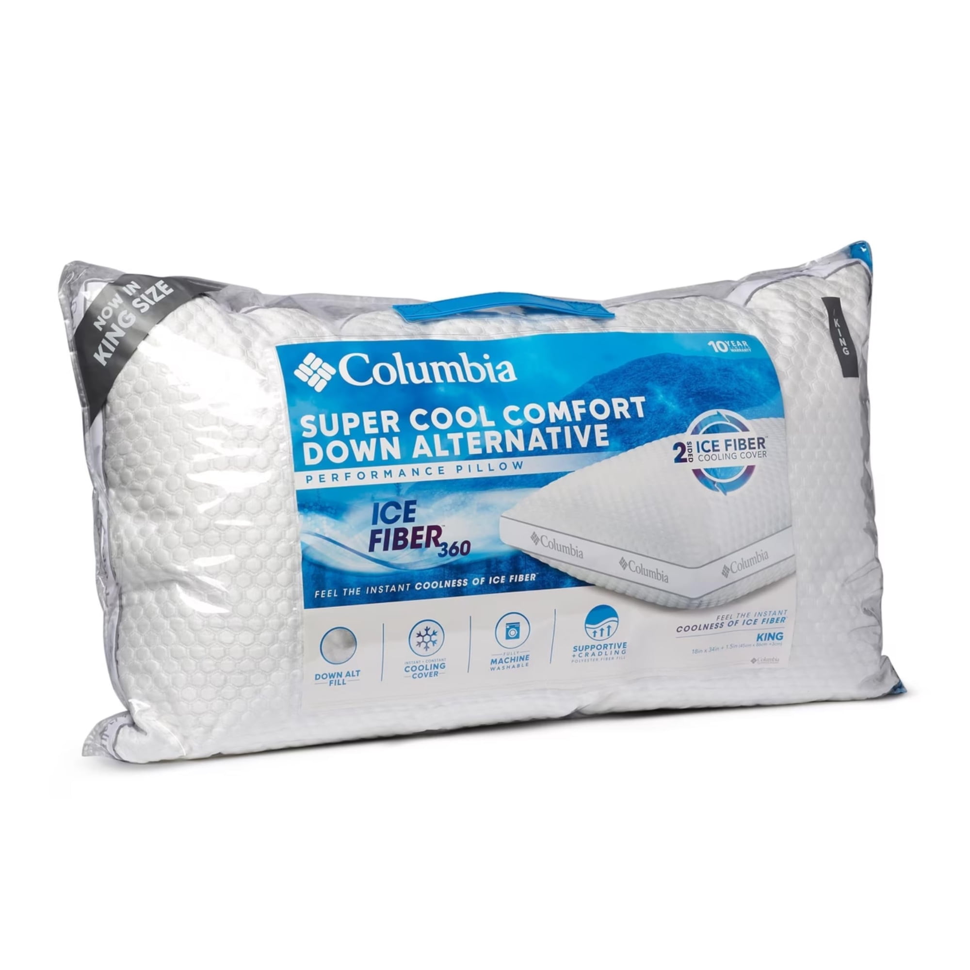 Almohada De Cama Columbia Comfort Ice Fiber Side Sleeper King X2