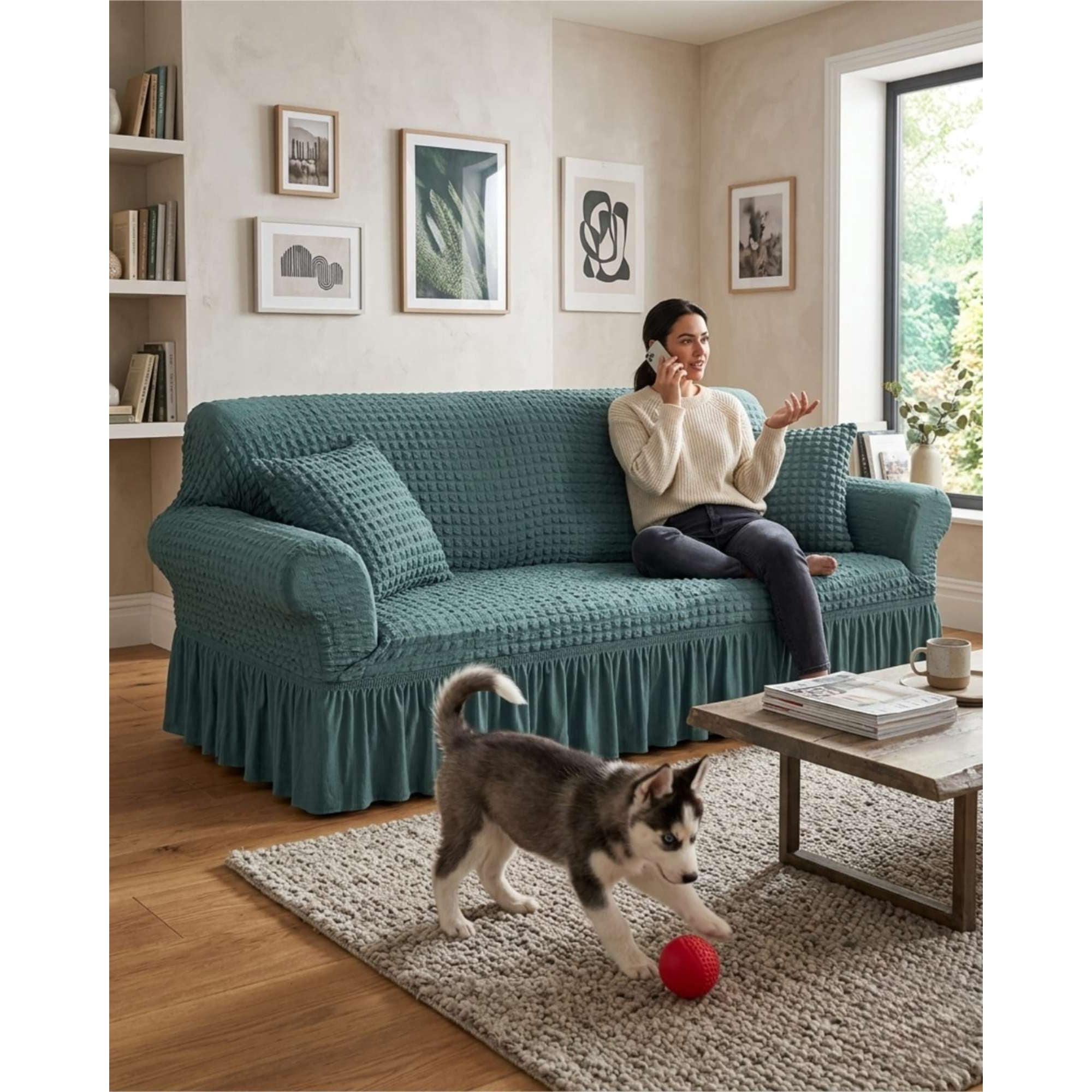 Mylhogar - Protector De Sillón Turco 2 Cuerpos Diseño Elegante