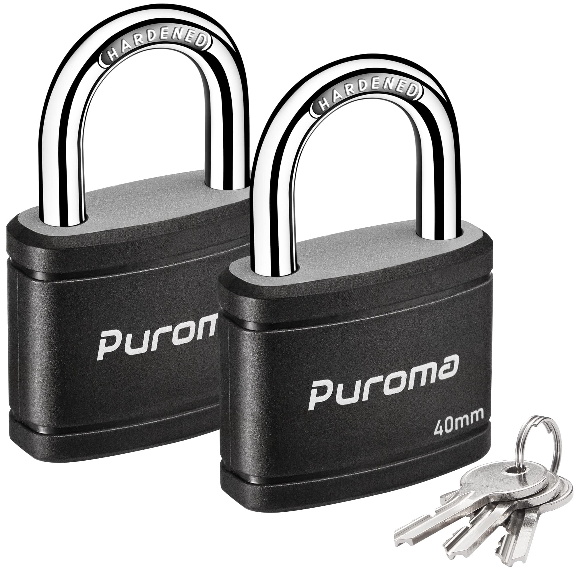Candado Con Llave Puroma De 40 Mm De Alta Resistencia, Paquete De 2 Con 3 Llaves