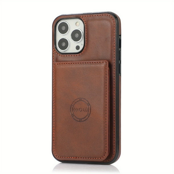 Suitable For IPhone 14/13/12 Pro Max Coffee Magnetic Absorption Phone Leather Case XS MAX Mobile Phone Case With Skin Plug-in Card Phone Fall Protection Case