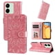 thumbnail image 1 of Funda tipo cartera FOXDOCK para Xiaomi Redmi 13C 4G , diseño girasol en relieve, cuero PU, cierre magnético, soporte y tarjetero, 1 of 5