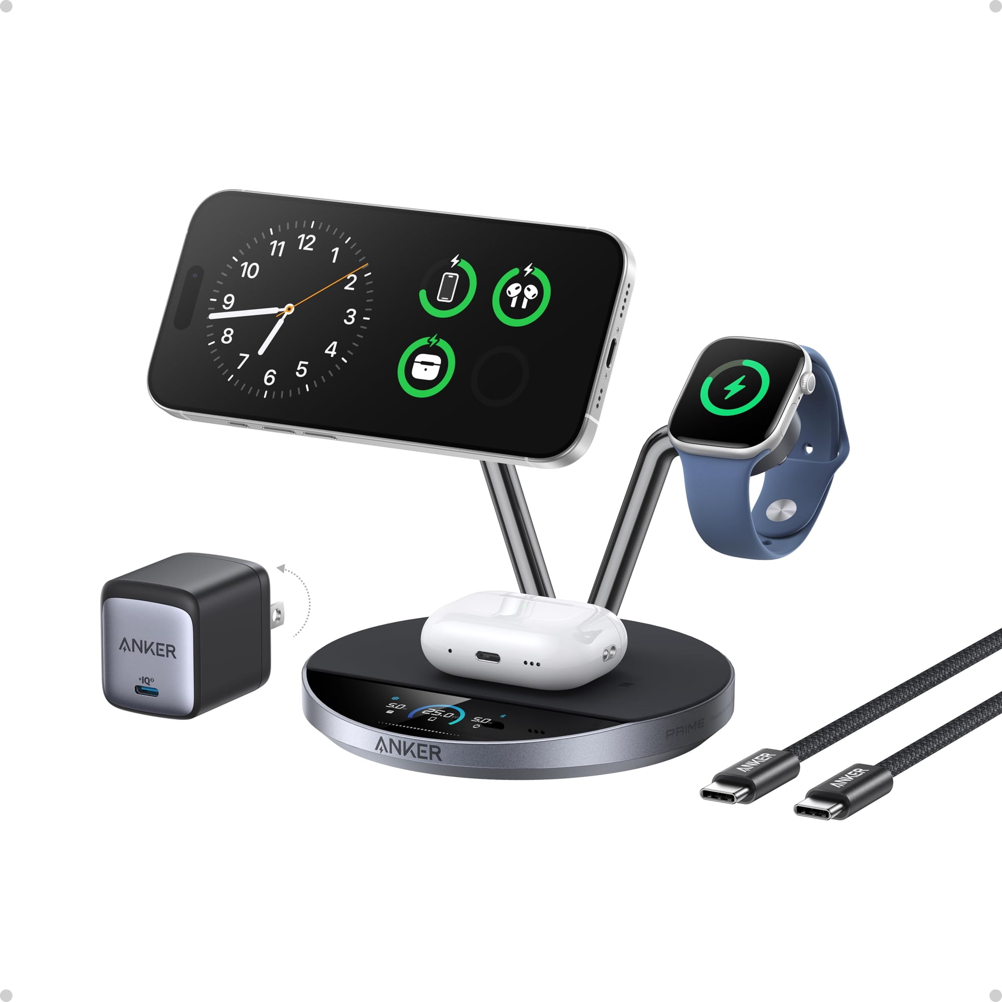 Base De Carga Inalámbrica Anker Prime 3 En 1 Magsafe 25w