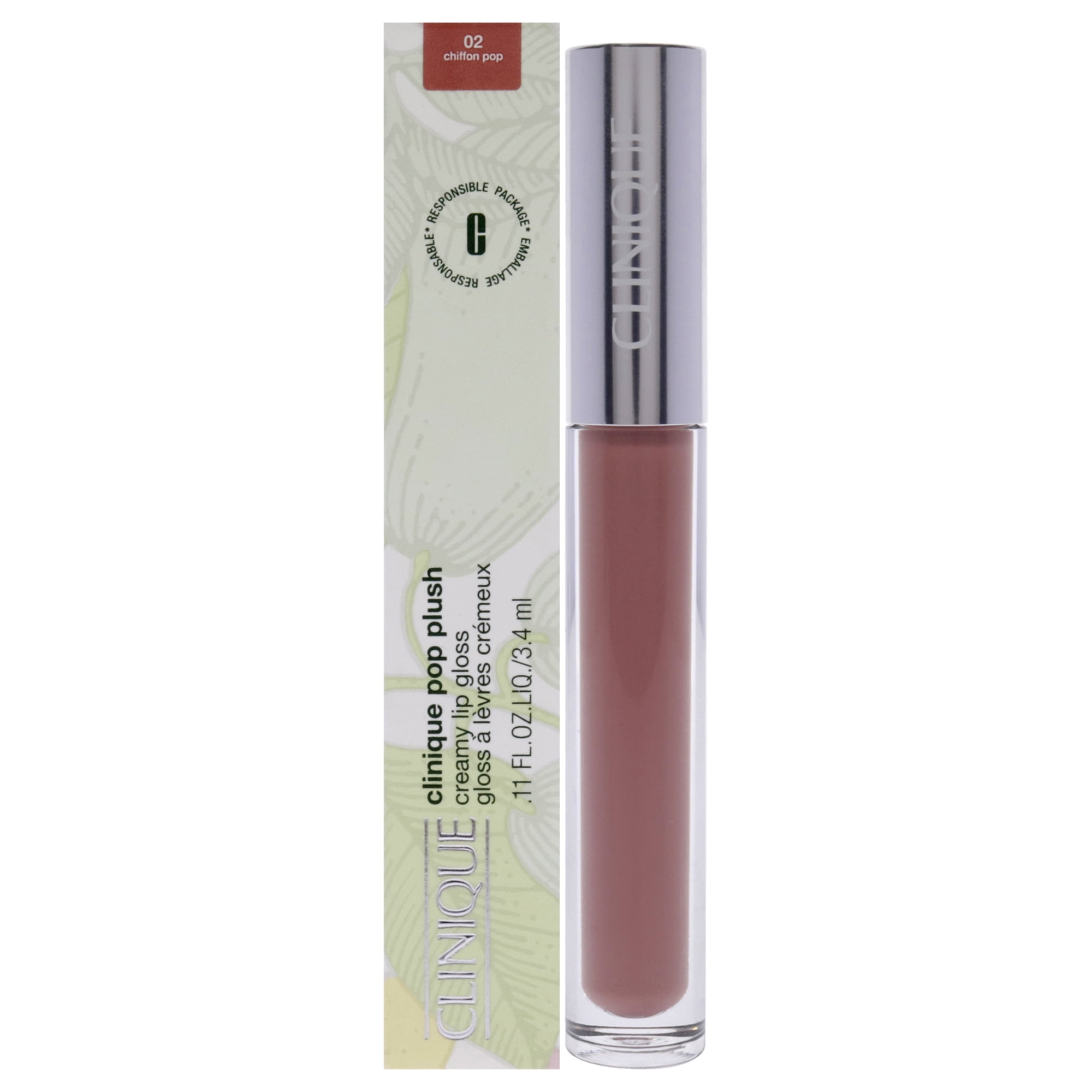 Clinique - Brillo De Labios Cremoso De Felpa Pop - 02 Chiffon Pop De Para Mujeres - Brillo De Labios De 0,11 Oz