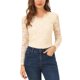 thumbnail image 1 of INSPIRE CHIC Blusa de Encaje Floral de Halloween para Mujer con Cuello en V y Manga Larga con Ribete Festoneado S Beige, 1 of 7