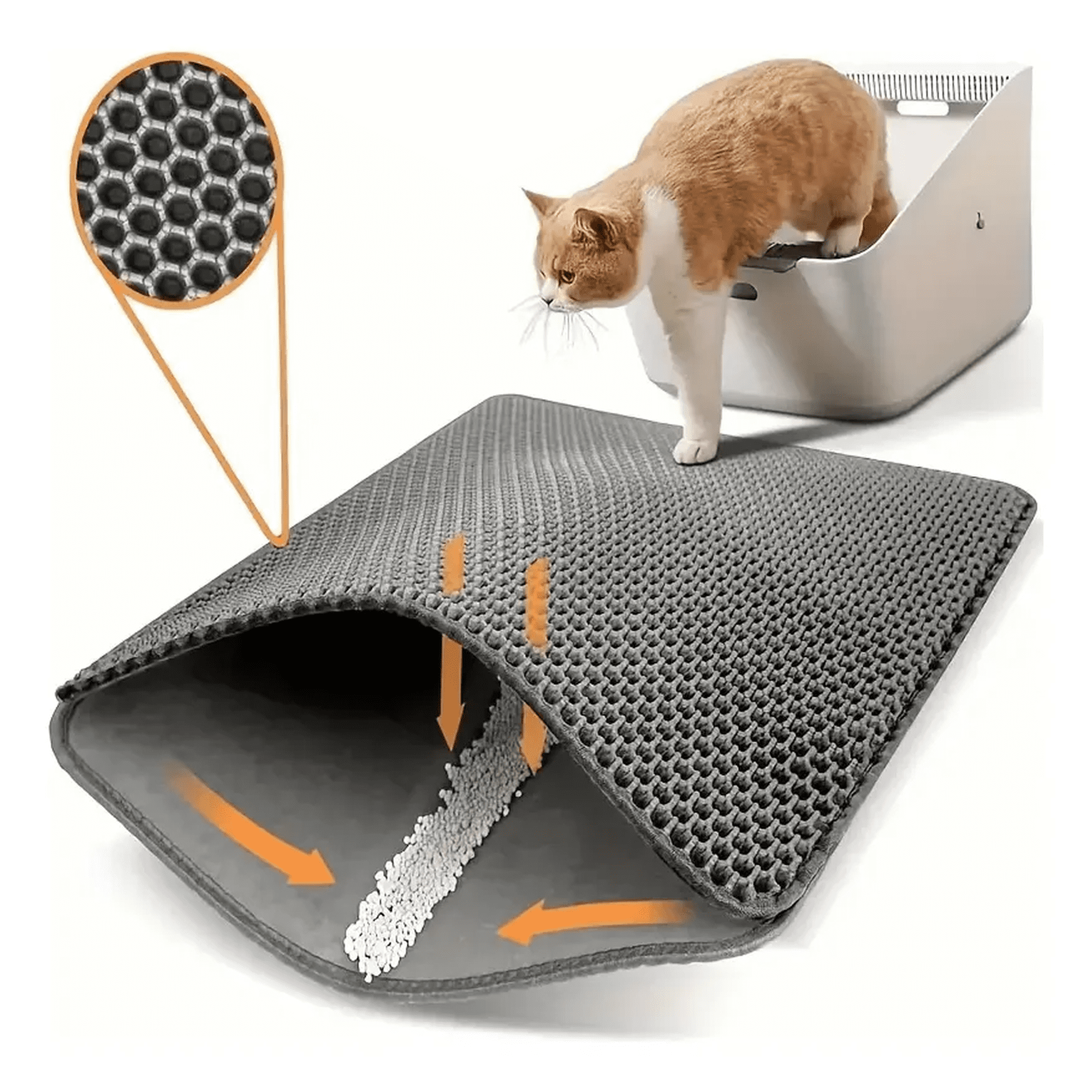 Alfombra Grande Arena D Gato Tapete Arenero Mascotas 75*55cm Gris