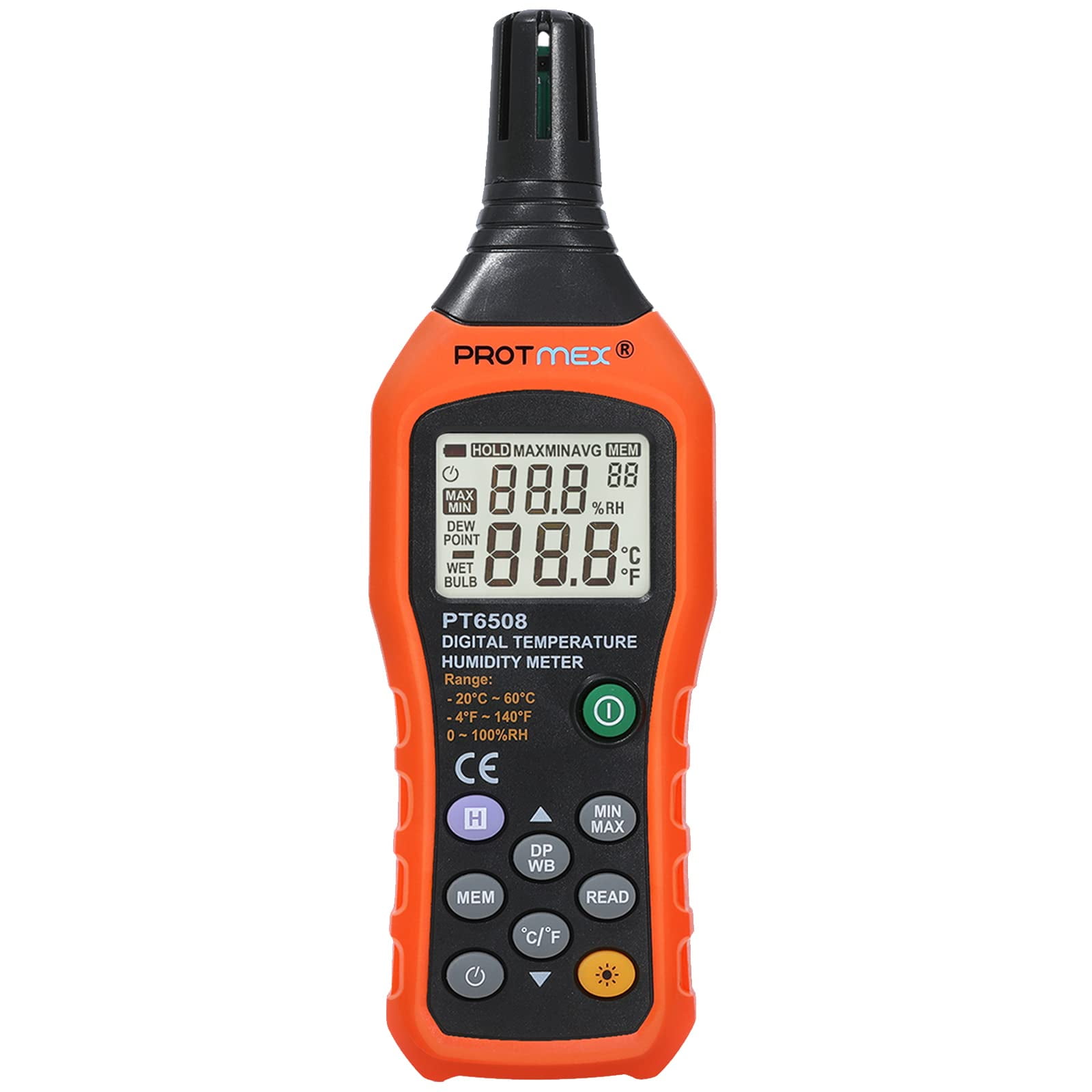 Medidor De Temperatura Y Humedad Protmex Pt6508 Con Retroiluminación Lcd