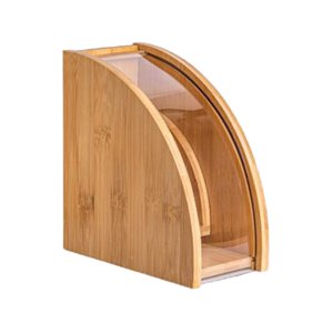 Magideal - Contenedor De Filtro De Café, Papel De Fondo Plano En Forma De Cono Con Cubierta A Prueba De Polvo, Soporte De Filtro De Café De Madera Para Gabinete,