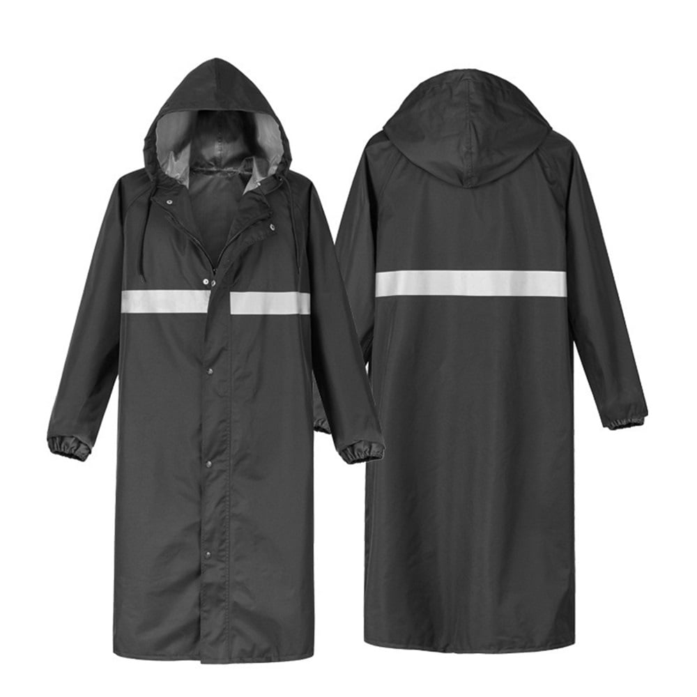 Xusx111 - Chaqueta De Lluvia De Seguridad Larga Para Hombre Con Ventilaciones De Aire Rayas Reflectantes Impermeables Con Capucha Ligera (xl)