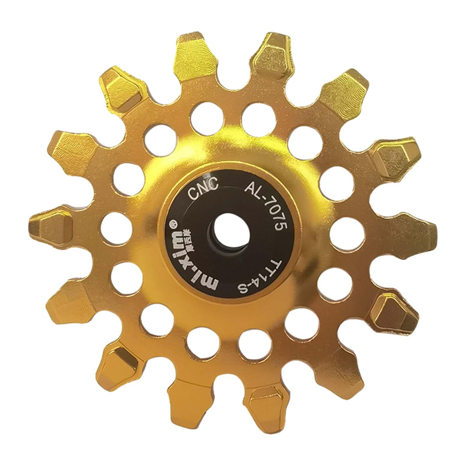 Magideal - Polea Desviadora Trasera Para Bicicleta, Poleas Para Bicicleta De Carretera, Aleación De Aluminio Ligera 14T, Rodillo Guía De Fácil Instalación, Rueda Oro