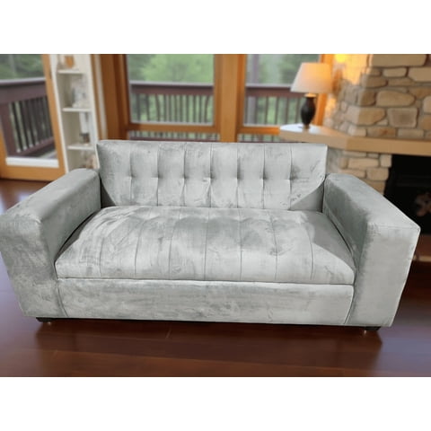 Muebles New - Sofa Dos Cuerpos Gris Felpa