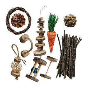 Ioensy - Juguete Para Masticar Hámster De Madera, Hámster, Conejo, Conejillo De Indias, Juego De Accesorios De Juguete H
