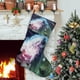 thumbnail image 1 of Space Ghost Tema: Calcetines de Navidad, fino lino blanco para colgar en escaleras y chimenea, decoración navideña para el hogar, regalo de Navidad. 45cm × 32cm, 1 of 5