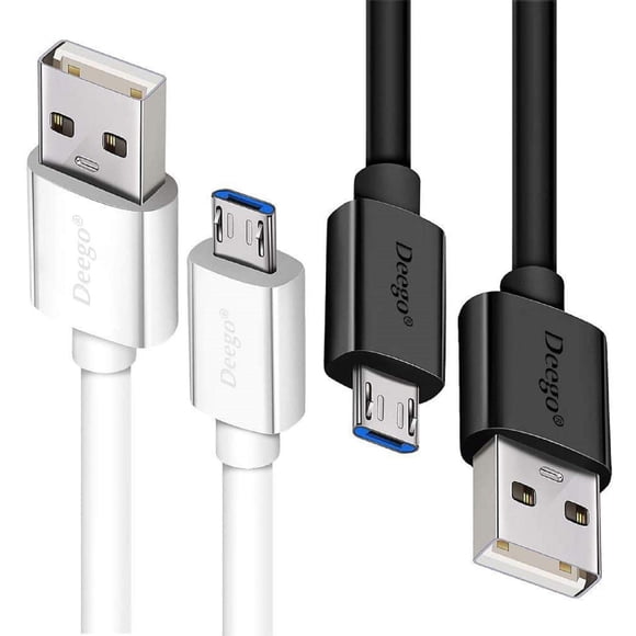 Cable micro USB DEEGO con cargador Android extra largo de 3 m y 2 m
