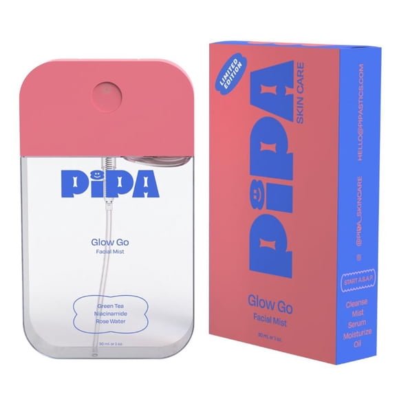 Bruma facial Pipa Skincare Glow Go, 30 ml, agua de rosas orgánica