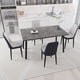 thumbnail image 1 of 55.12-70.87" expandable rectangular dining table that can accommodate 4-6 people, equipped with 4 PU fabric thick padded dining chairs , kitchen table and chairs, with black metal legs, 1 of 3