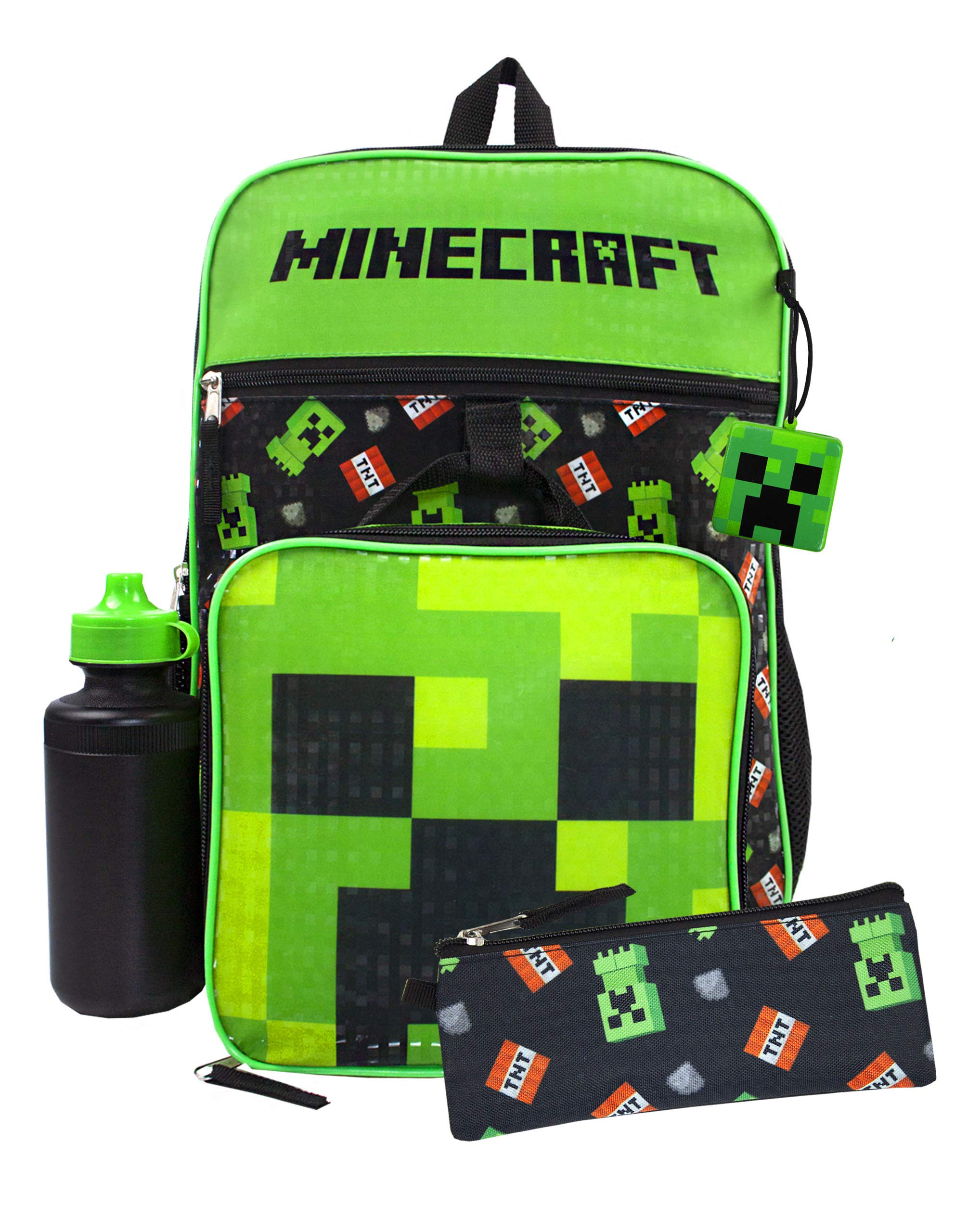 Juego De Mochilas Escolares Minecraft Para Niños Negro 5 Piezas