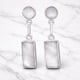 thumbnail image 2 of Aros Nácar Rectangular Plata 950 Tornillo Mariposa Colgantes Mujer Elegantes Piedra Blanca., 2 of 3