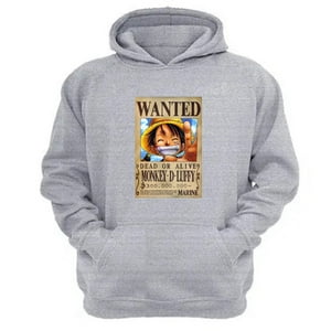 Genérico - Polerón Canguro Luffy Gris Claro Talla Xs Unisex