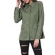 thumbnail image 4 of INSPIRE CHIC Chaquetas utilitarias para mujer con cordón en la cintura, bolsillos con solapa, cremallera y botones, verde XS, 4 of 8