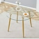 thumbnail image 2 of Mesa Redonda Minimalista Dorada De Vidrio 80cm - Estructura Gold, 2 of 3