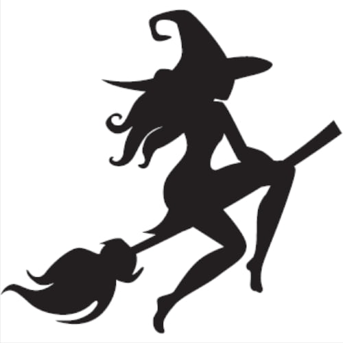 Sticker Witch Riding Broom Bruja Escoba Auto Camioneta