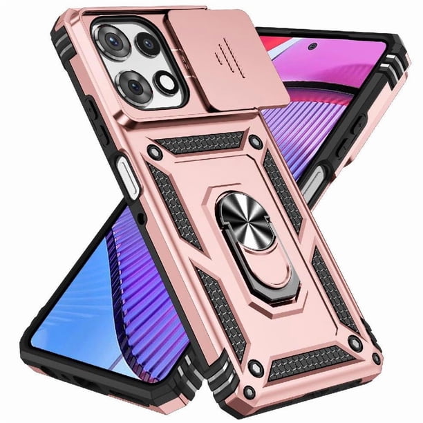 Funda Resistente Anillo Soporte Motorola Moto G Play 5G 2025 Privacidad Cámara Montaje Magnético Oro rosa