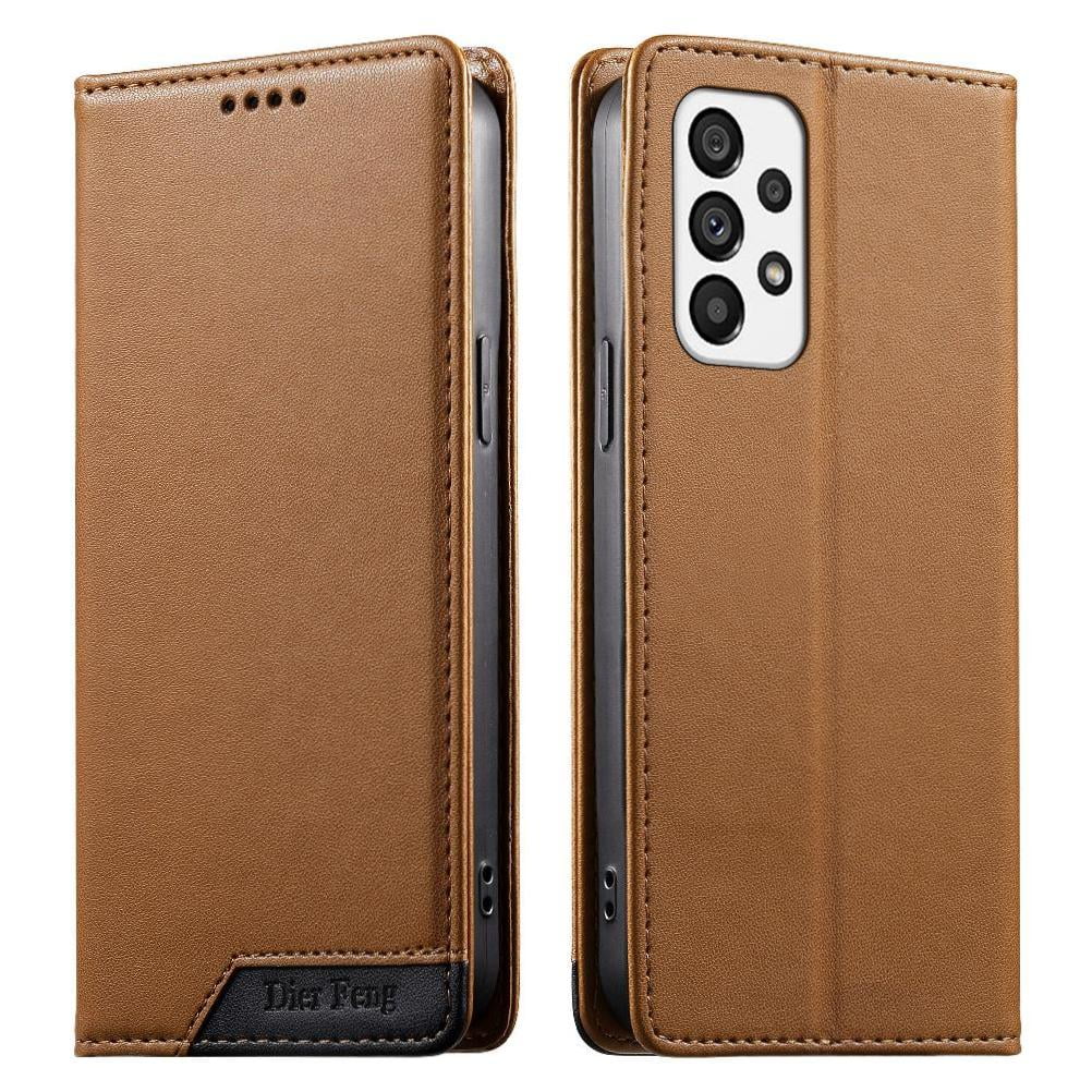 Foxdock - Funda Tipo Cartera De Cuero Sintético Para Samsung Galaxy A73 5g Bloqueo Rfid, Con Ranuras Para Tarjetas Y Bolsillo Para Efectivo, Cierre Magnético Fuerte Marrón
