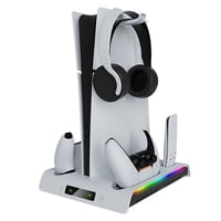 Base De Enfriamiento Y Soporte De Carga Dual Aaronmei Ps5 Slim Rgb Blanco