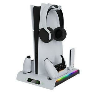 Base De Enfriamiento Y Soporte De Carga Dual Aaronmei Ps5 Slim Rgb Blanco