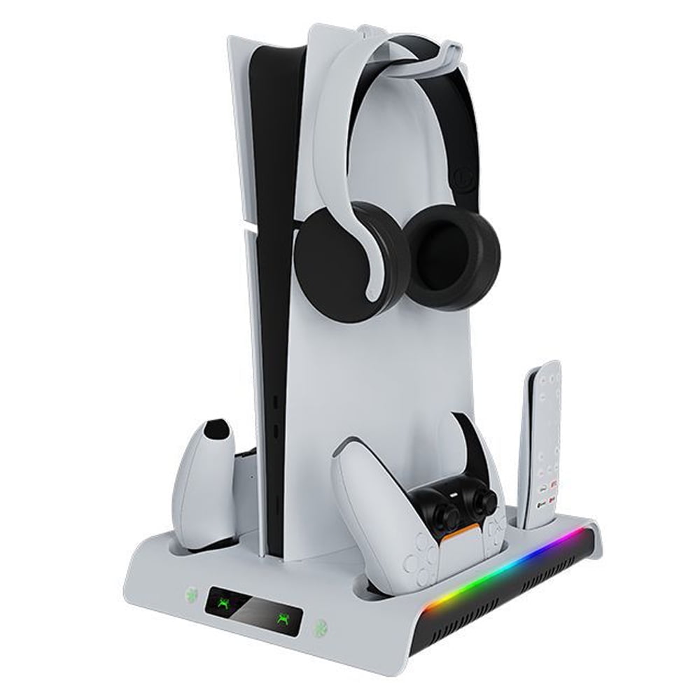 Base De Enfriamiento Y Soporte De Carga Dual Aaronmei Ps5 Slim Rgb Blanco