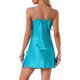 thumbnail image 3 of INSPIRE CHIC Camisón Mini de Satén para Mujer con Encaje en el Escote en V, Vestido de Dormir con Tirantes Ajustables, Ropa de Dormir Sedosa, Talla S, Azul Pavo Real, 3 of 6