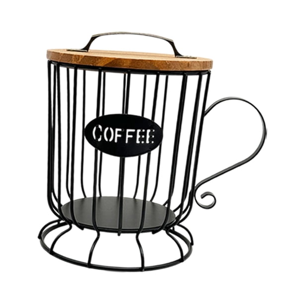 Soporte Para Cápsulas De Café, Organizador Rústico De Gran Capacidad Para Encimera, Barra De Cocina, L, Negro