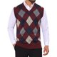 thumbnail image 1 of INSPIRE CHIC Chaleco de Punto Casual sin Mangas con Cuello en V a Cuadros Argyle para Hombre L Burdeos, 1 of 5