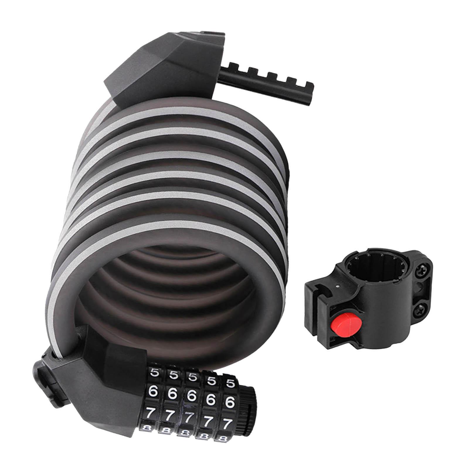 Ioensy - Combinación De Candado De Cable Para Bicicleta, Tira Reflectante, Candado Con Contraseña, Reiniciable, 1,8 M