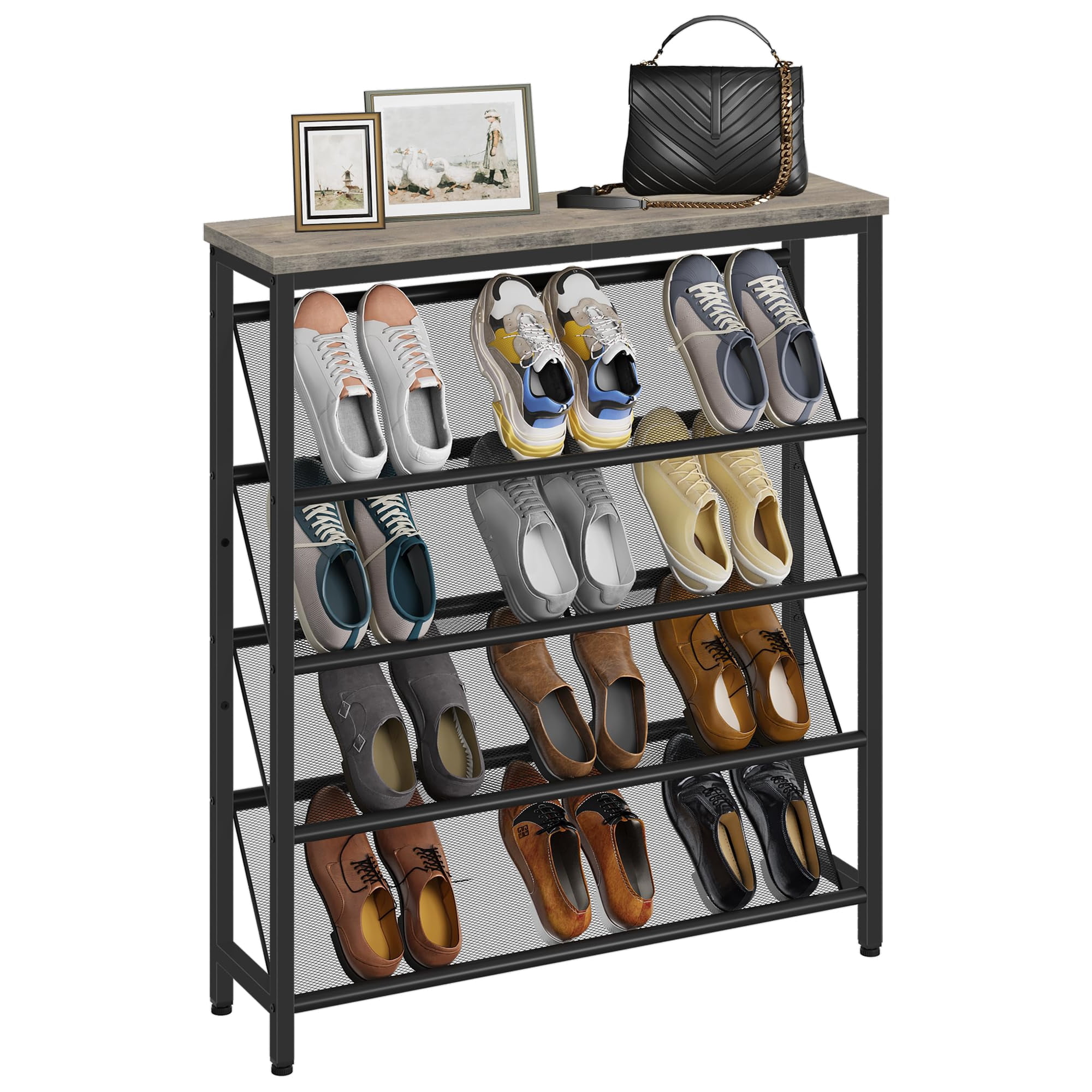 Estante Inclinado Para Guardar Zapatos Choezon De 5 Niveles, Color Gris