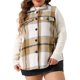 thumbnail image 1 of Abrigo de Talla Grande para Mujeres Agnes Orinda Chaleco de Cuadros con Bolsillo Inclinado Sin Mangas Chaqueta Abotonada Exterior 1X Blanco Marrón, 1 of 6