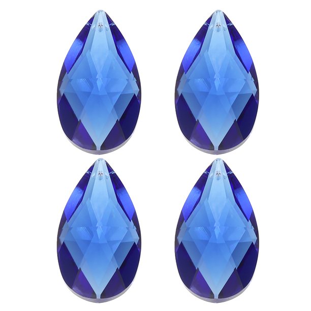 Uxcell K9 Cristales Colgantes Cuentas de Lágrima, 4 Paquetes de Prismas de Candelabro de 50mm Partes de Cuentas Colgantes DIY Lámpara para Decoración de Artes y Manualidades, Azul Oscuro
