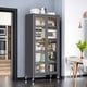 thumbnail image 1 of Open-door kitchen shelving Floor-to-ceiling multilevel household microwave storage cabinet bowls side cabinets cabinets Storage cabinets Grey color, 1 of 3