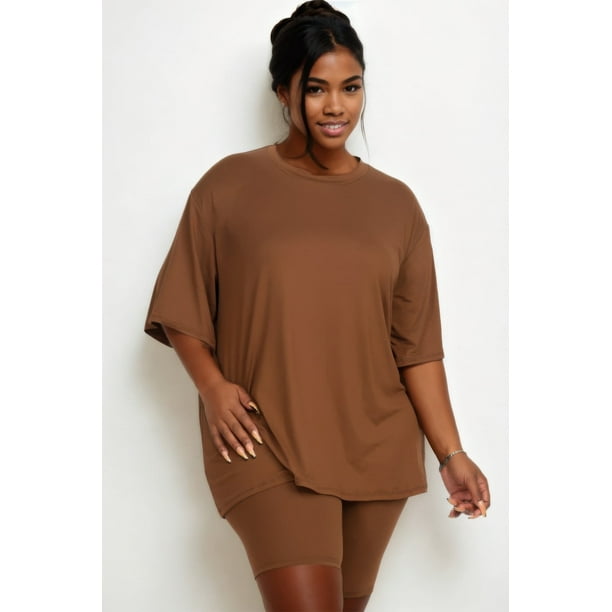 Conjunto de Top Holgado y Shorts de Ciclista de Talla Grande