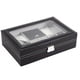 thumbnail image 1 of 24/ 6/8+2 Slots Jewelry Case For Men, Watch Case Lockable Storage Organizer With Clear Top, Removable Pillow Velvet Lining, PU Leather, Big Collection Box, Christmas Gift, 1 of 3