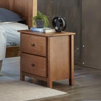 Mesa De Noche Grain Wood Furniture Estilo Shaker De 2 Cajones, Nogal