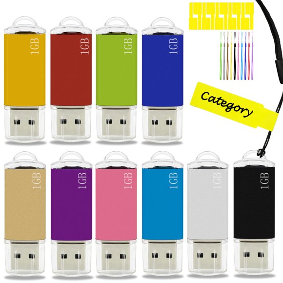 Unidad flash USB Nicepicten de 1 GB USB 2.0, paquete de 10 con cordón